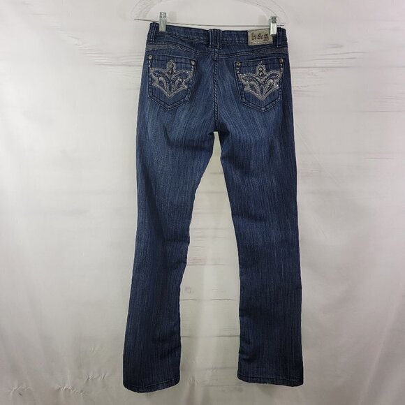 H&G Women’s Low Rise Boot Cut Distress Jeweled Trim Jeans Pants – Size 9 - Picture 2 of 16